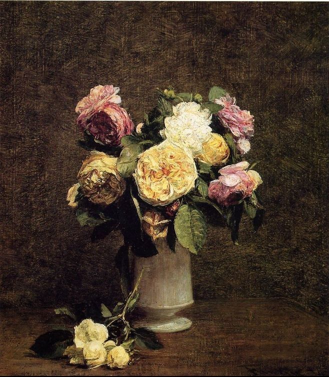 Henri Fantin-Latour Roses in a White Porcelin Vase